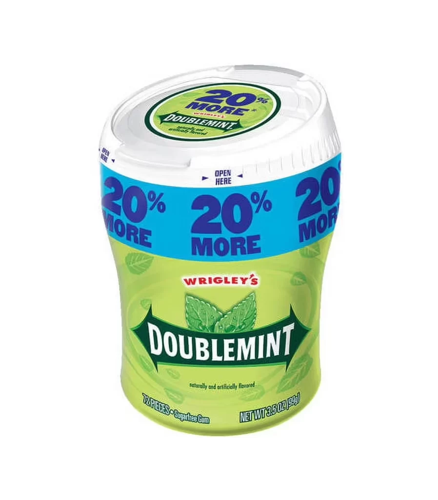 Wrigley’s Doublemint Chewing Gum 72 Count Jar Packaging