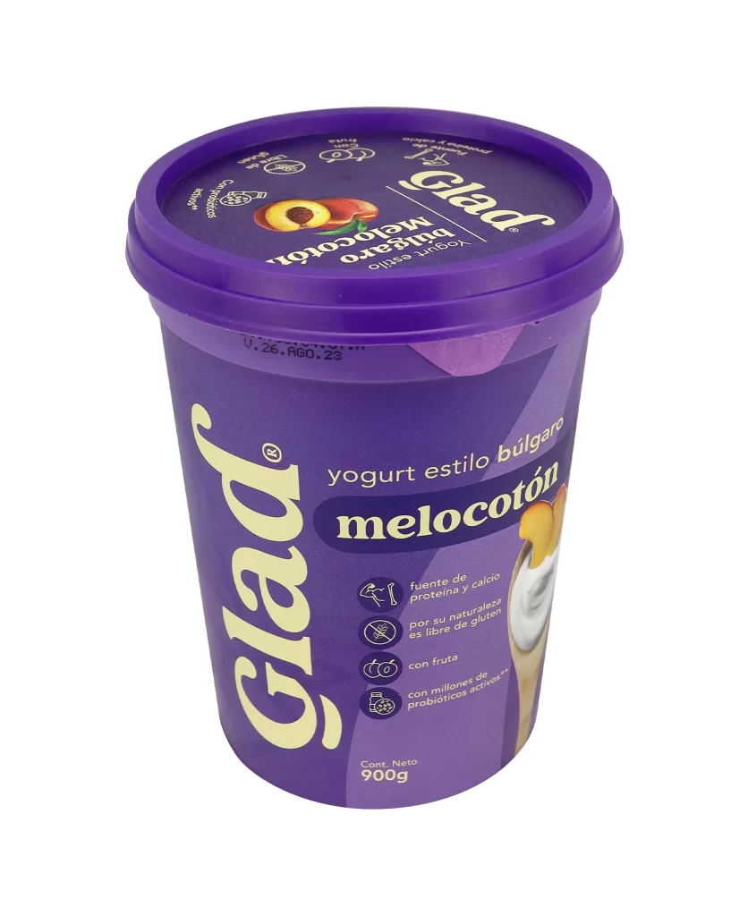 Glad Peach Bulgarian Style Yogurt Liter Packaging