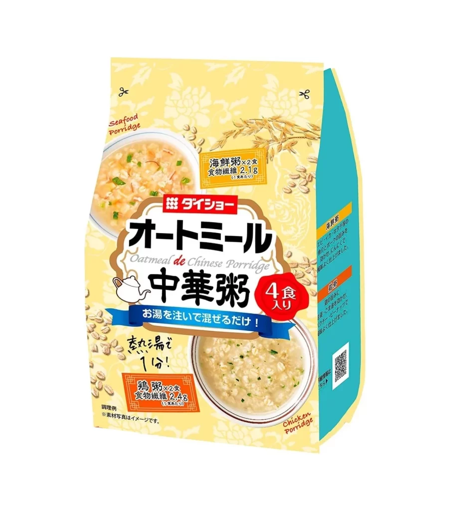 Daisho Oatmeal de Chinese Porridge Seafood and Chicken flavors Snack Packaging