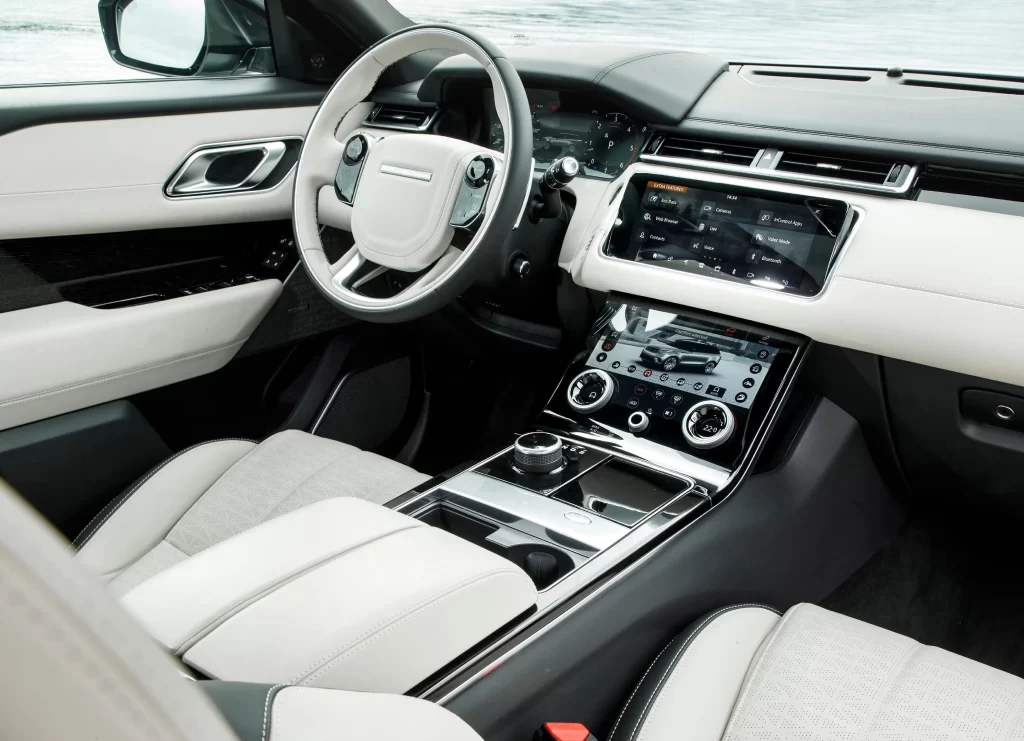 Range Rover Evoque Beige Interior Coastal View Car Photography