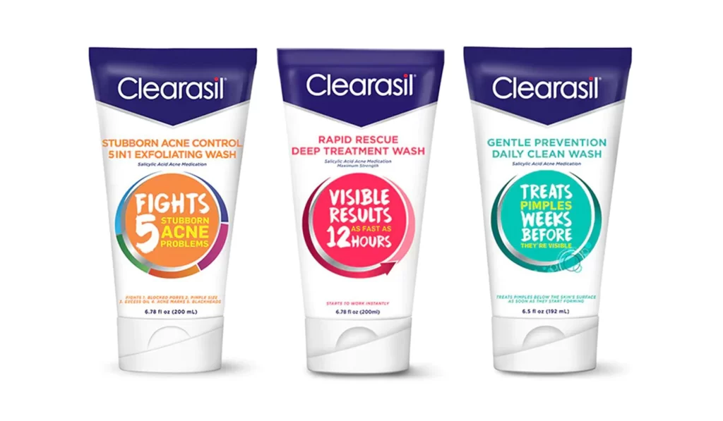 Clearasil Acne Wash Three variants: Stubborn Acne Control, Rapid Rescue, Gentle Prevention