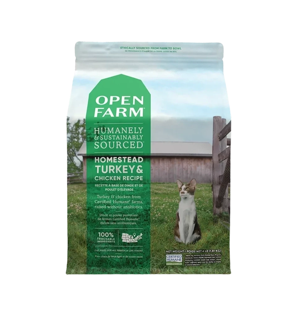 Open Farm Homestead Turkey Chicken Cat Food Packaging