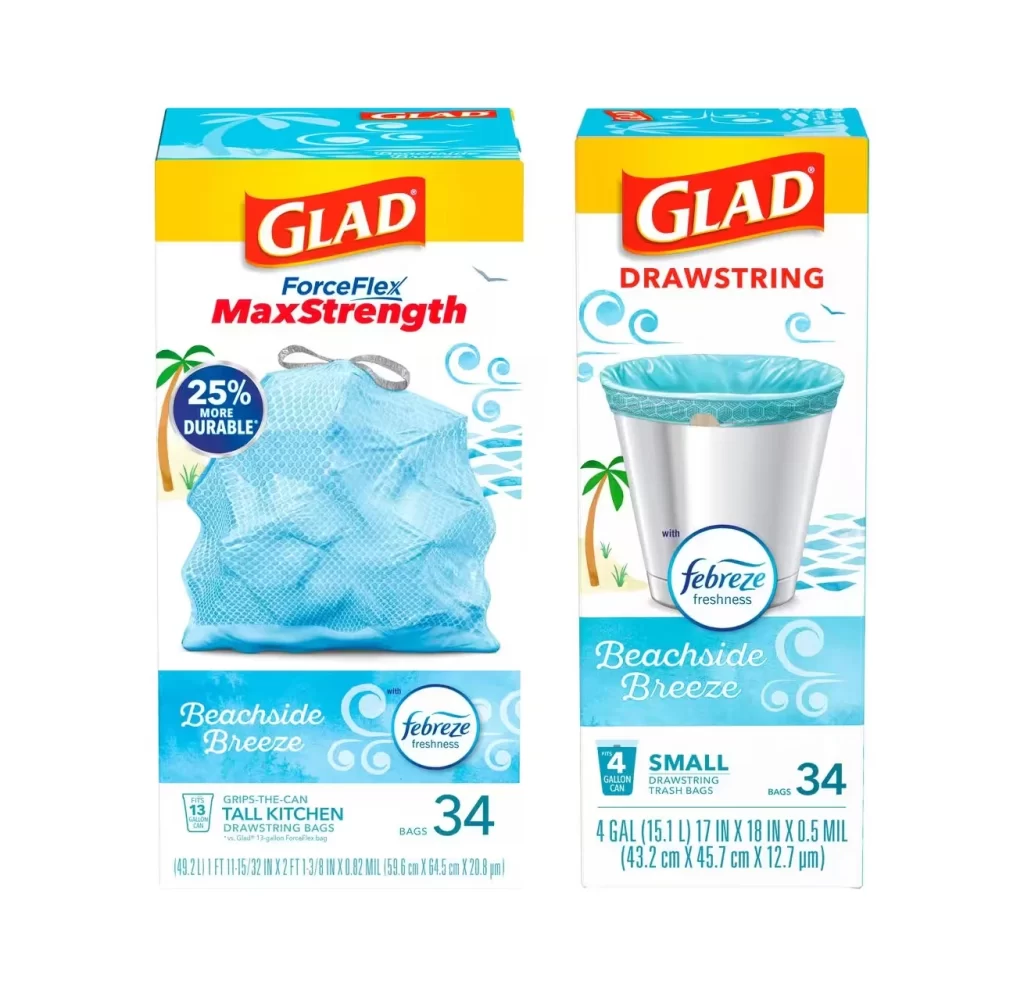 Glad ForceFlex MaxStrength Beachside Breeze Trash Bag Packaging