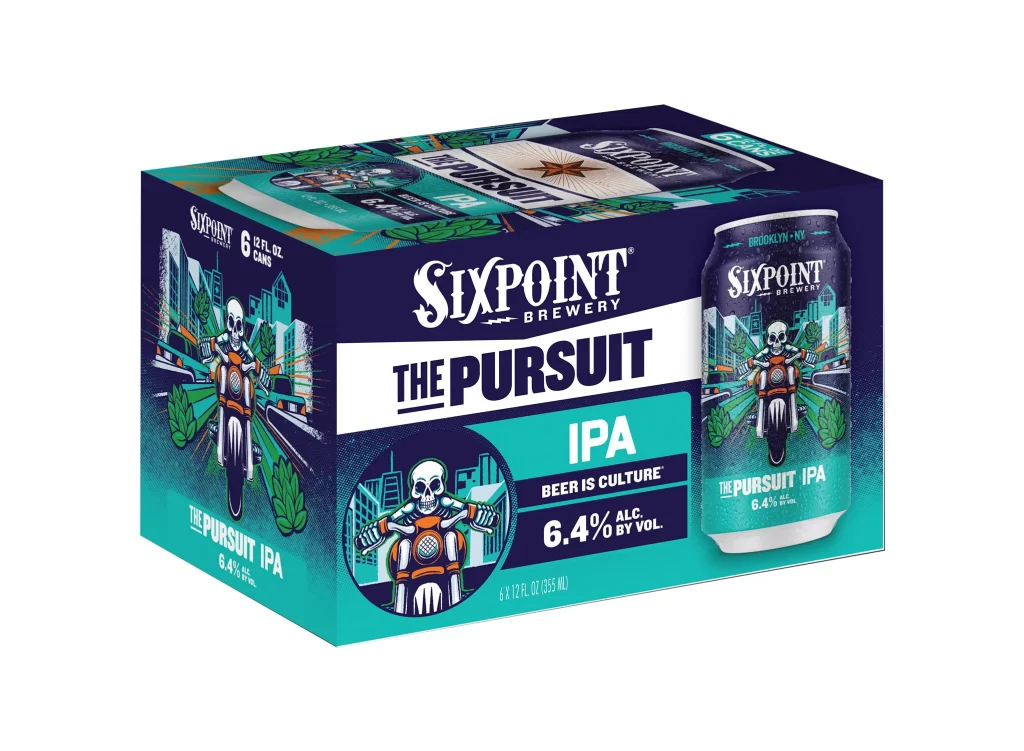 Sixpoint Brewery The Pursuit IPA Teal and navy Beer Packaging