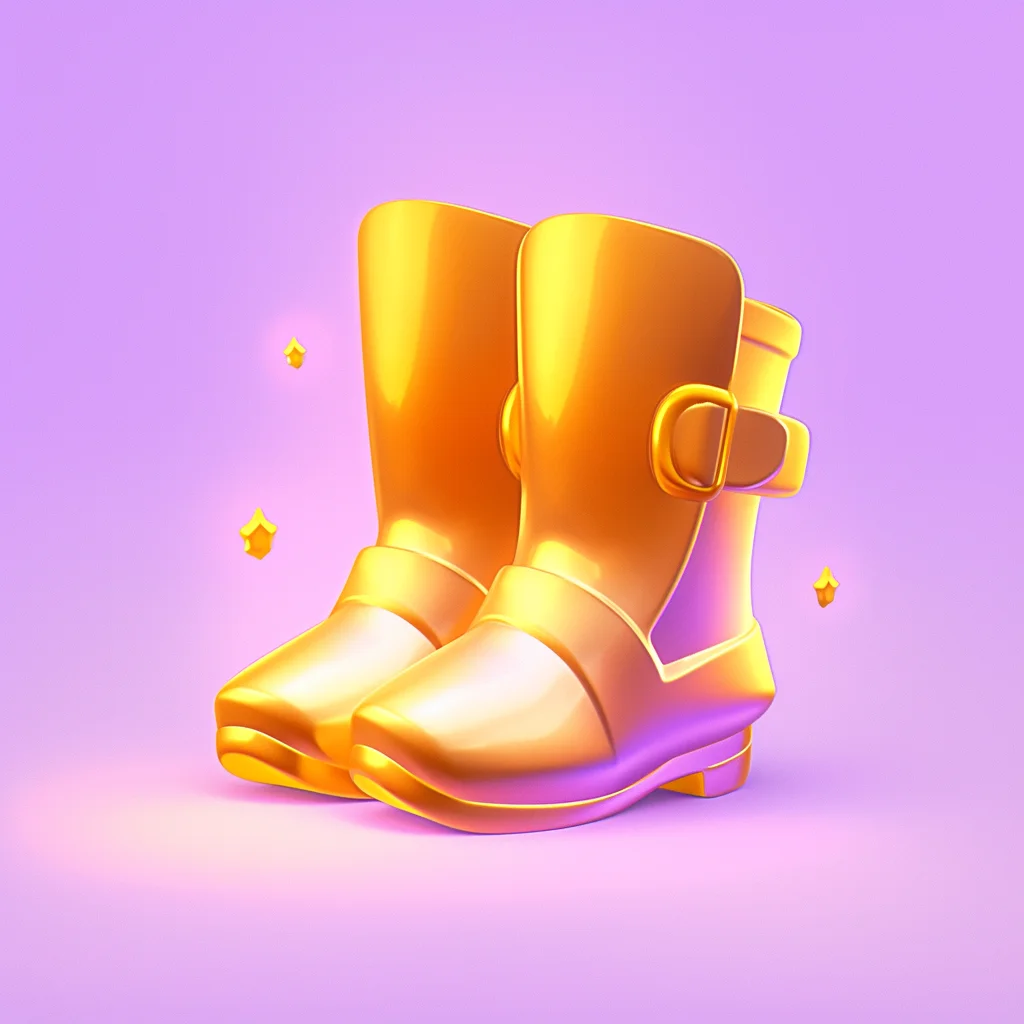 3D boots cartoon golden cute icon game lovely