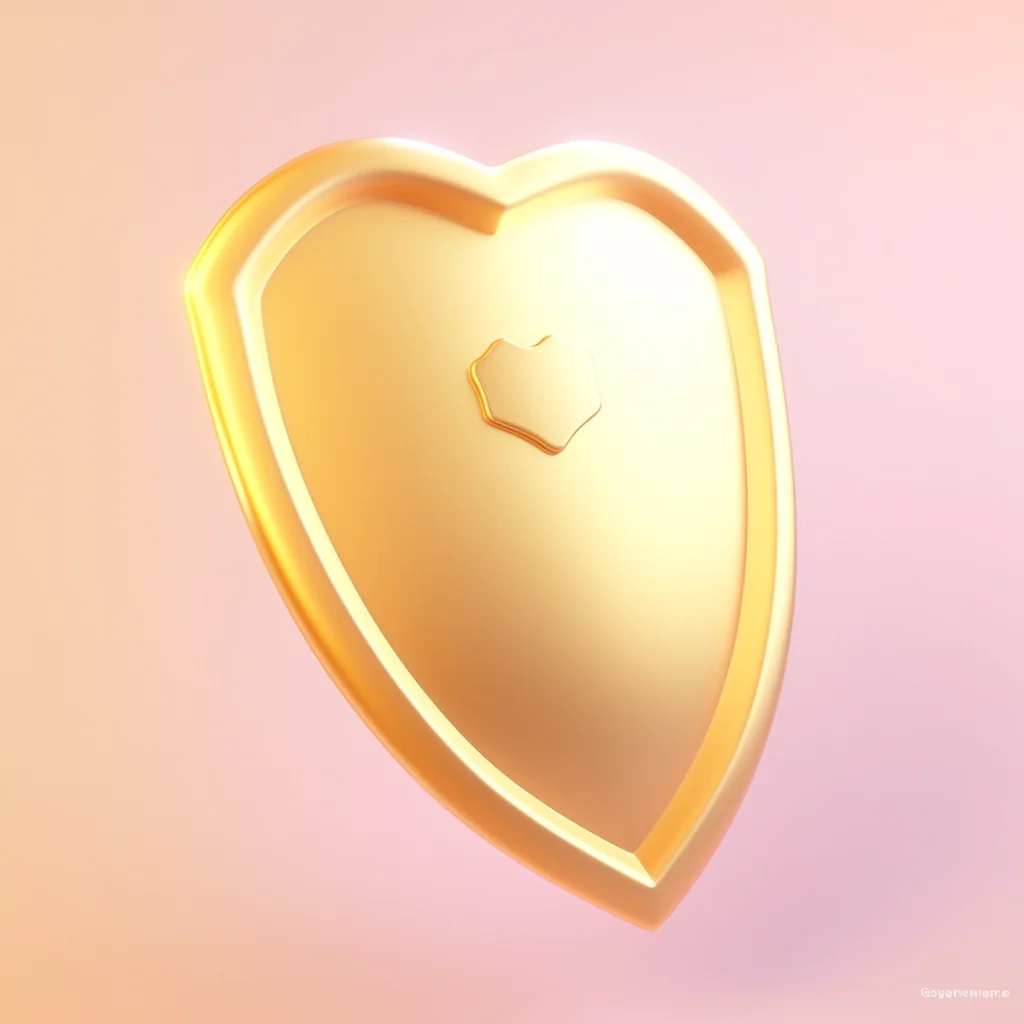 3D cartoon shield icon cute golden game lovely