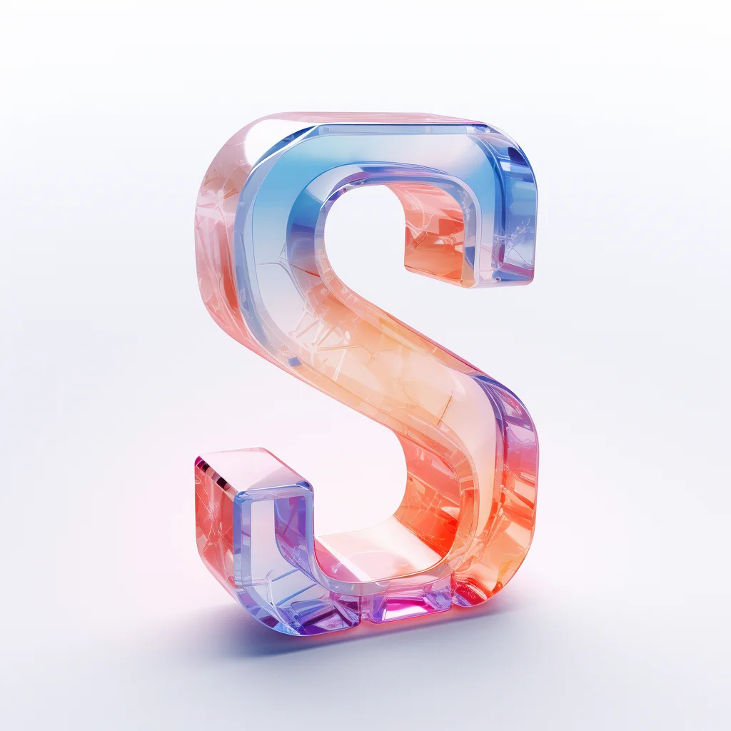 3D colorful icon S letter gradient material glass