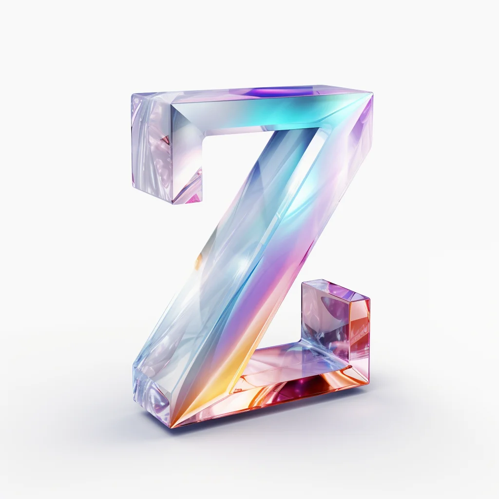 3D colorful icon Z letter gradient material glass