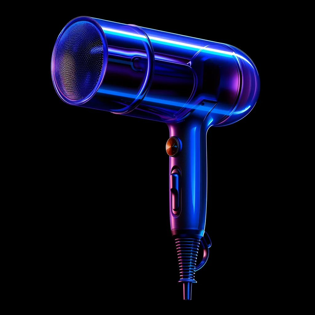 3D dryer structure dyson blue transparent hair