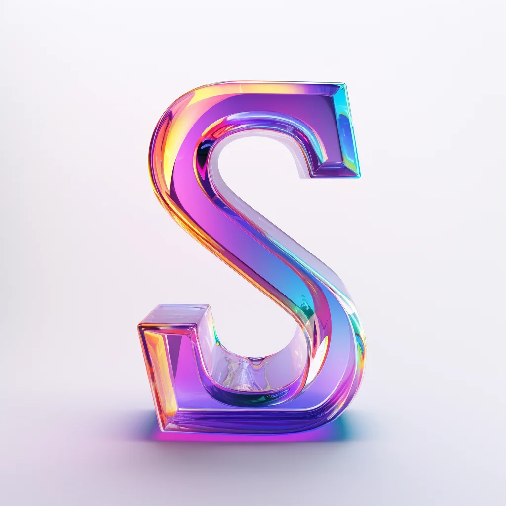 3D letter S glass material colorful gradient icon