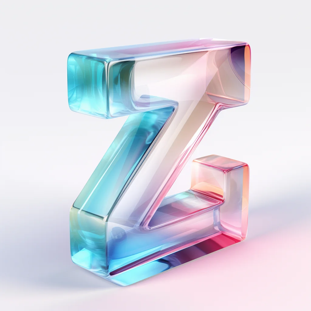 3D letter Z glass material colorful gradient icon