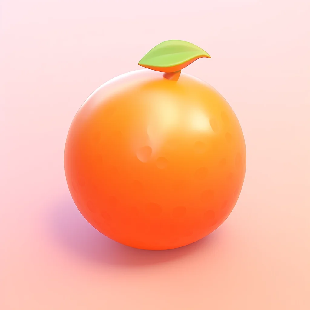 3D orange cartoon tangerine cute icon game lovely