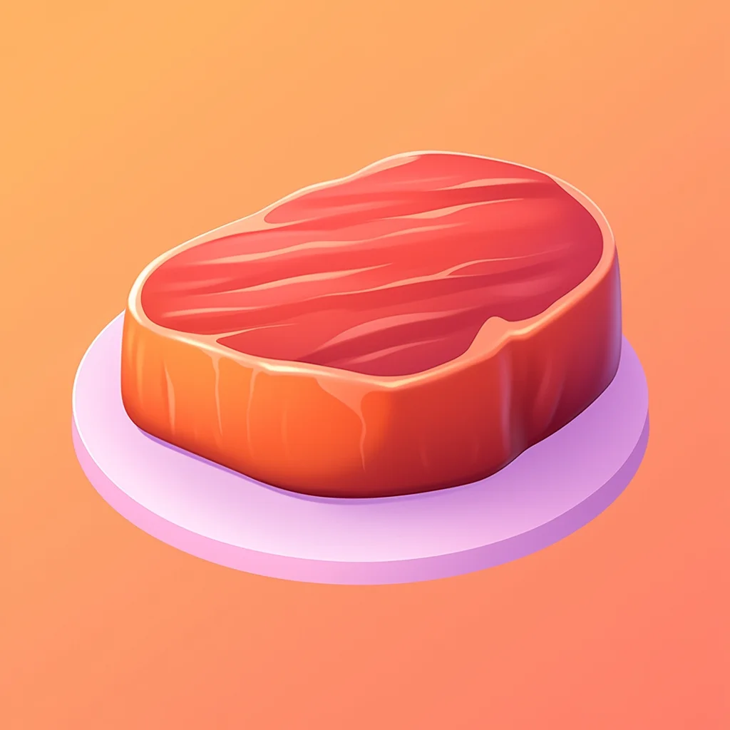 3D steak cartoon meat cute icon game lovely