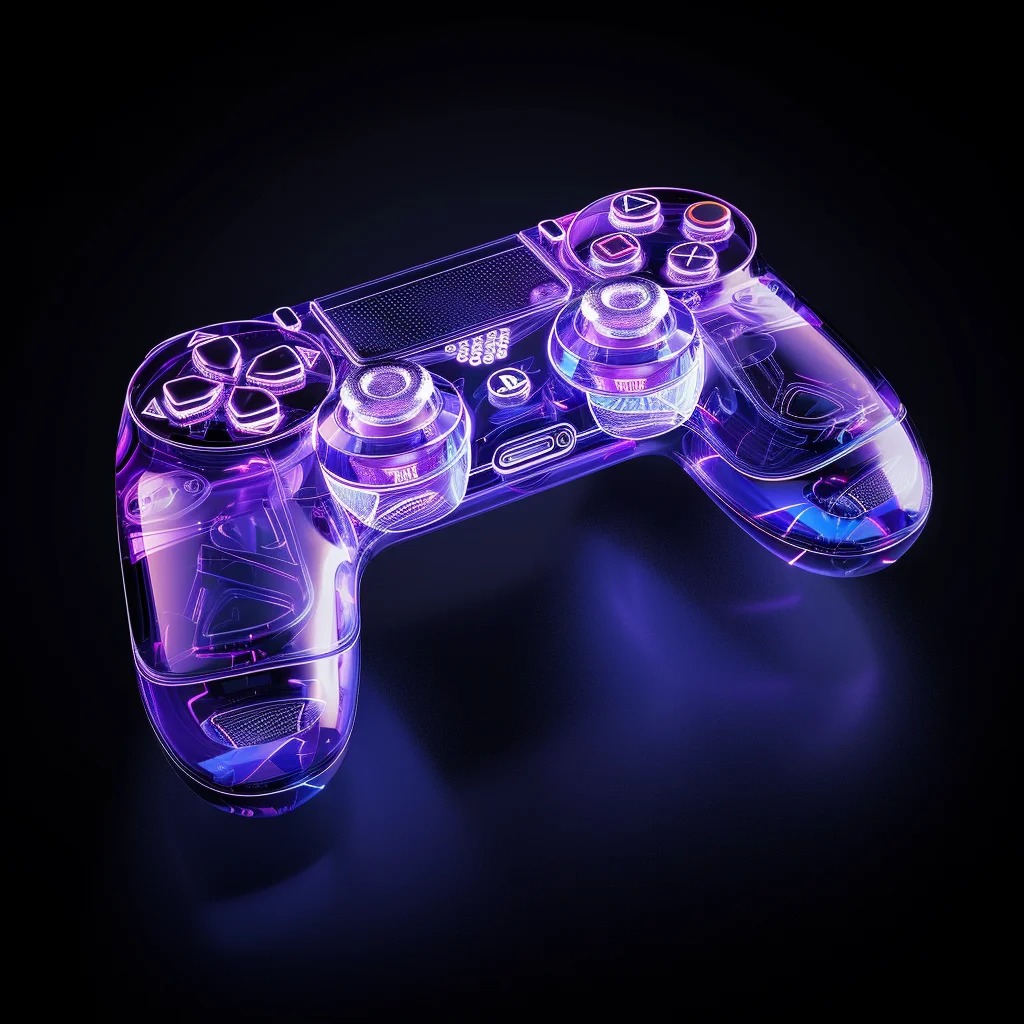 3D transparent game structure gamepad purple blue