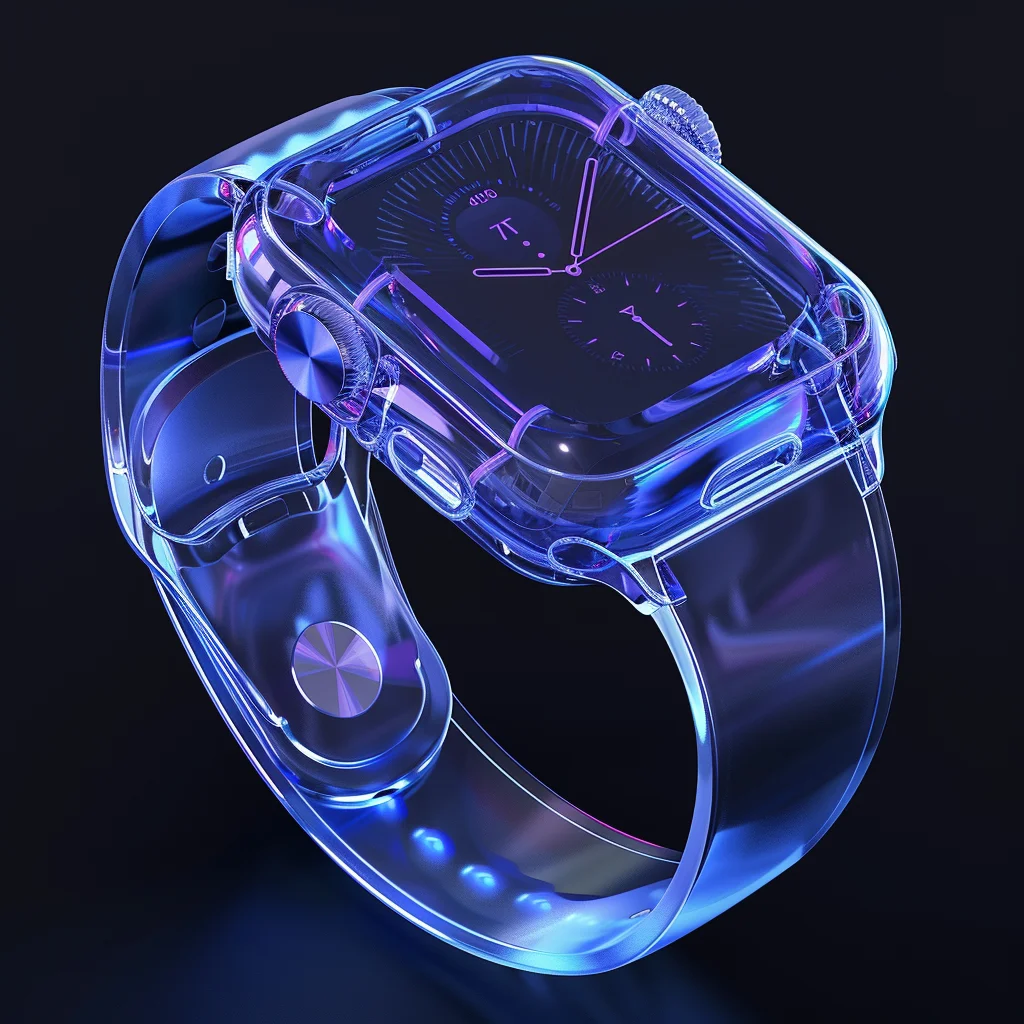 3D watch structure iWatch blue transparent apple