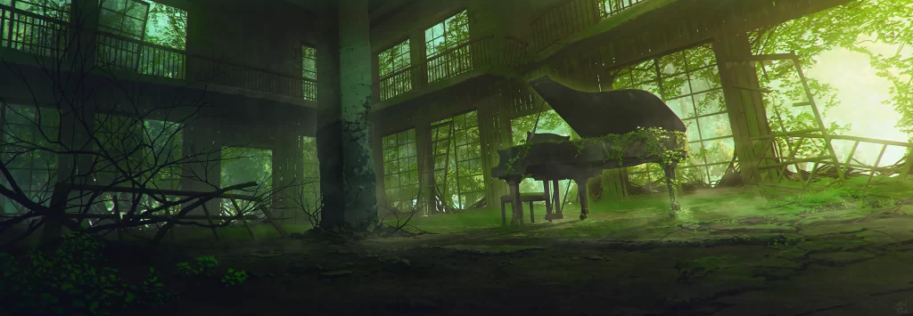Abandoned Piano Digital Art 1080p Wallpaper