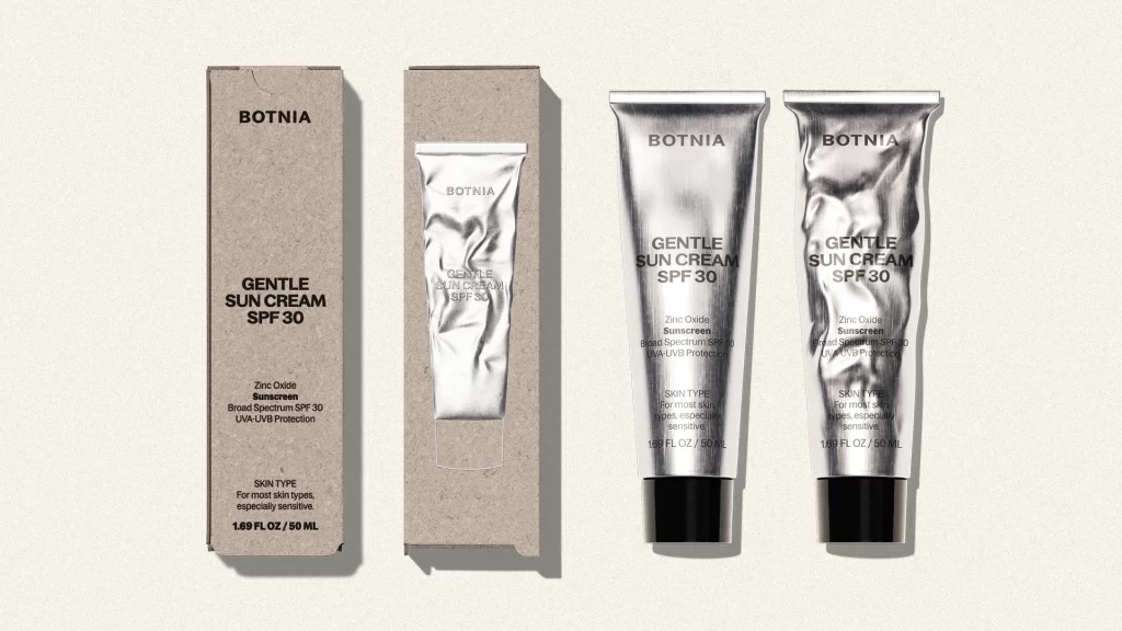 Botnia Gentle Sun Cream SPF 30 Minimalist Neutral Packaging