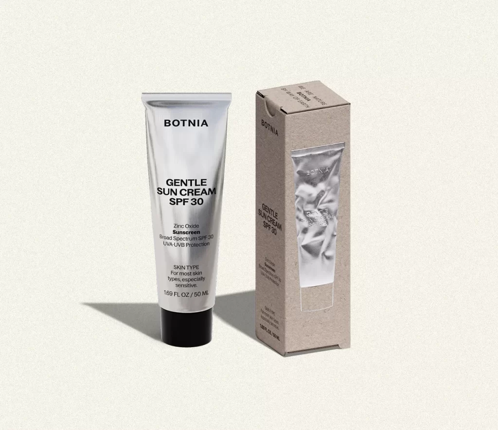 Botnia Gentle Sun Cream SPF 30 Silver Metallic Packaging