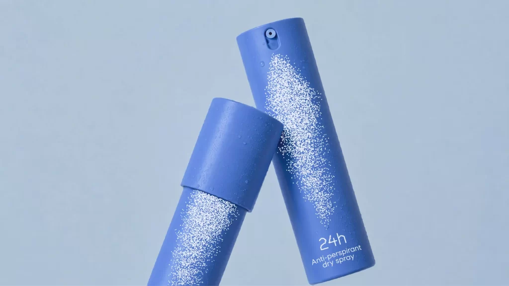 Brisk Anti-perspirant Dry Spray Cylindrical Speckled Packaging