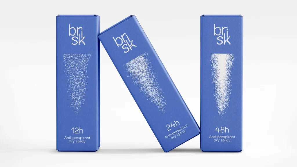 Brisk Anti-perspirant dry spray White Graphics Packaging