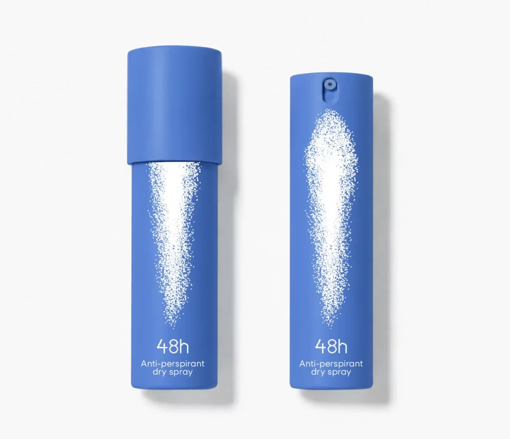 Brisk Anti-perspirant dry spray White Speckled Pattern Packaging