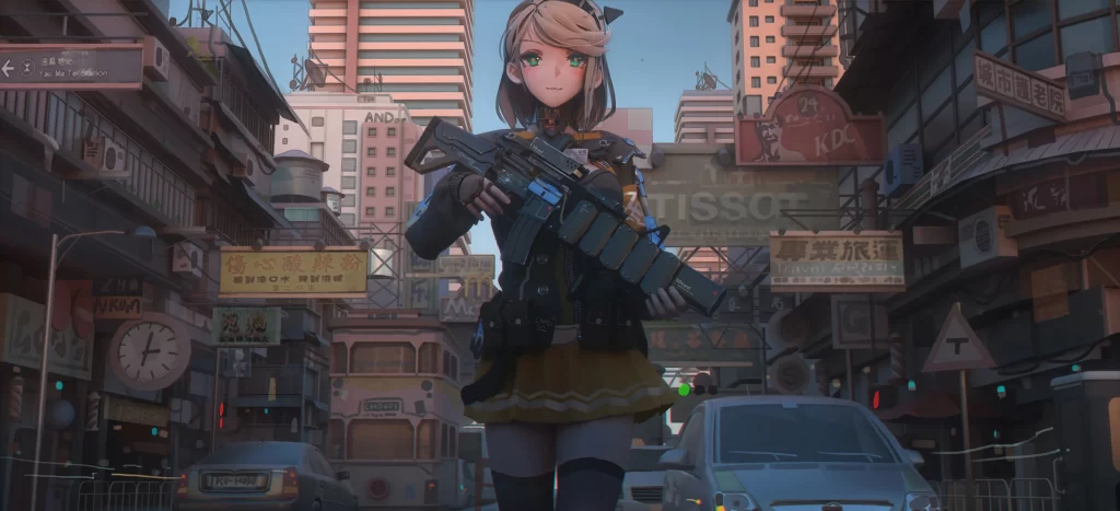 Character with a weapon Digital Art 1080p Wallpaper