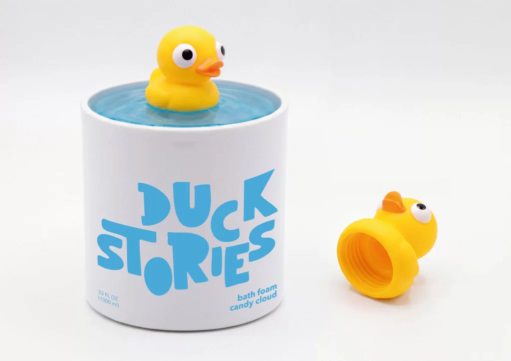 Duck Stories Bath Foam White Cylindrical Playful Packaging