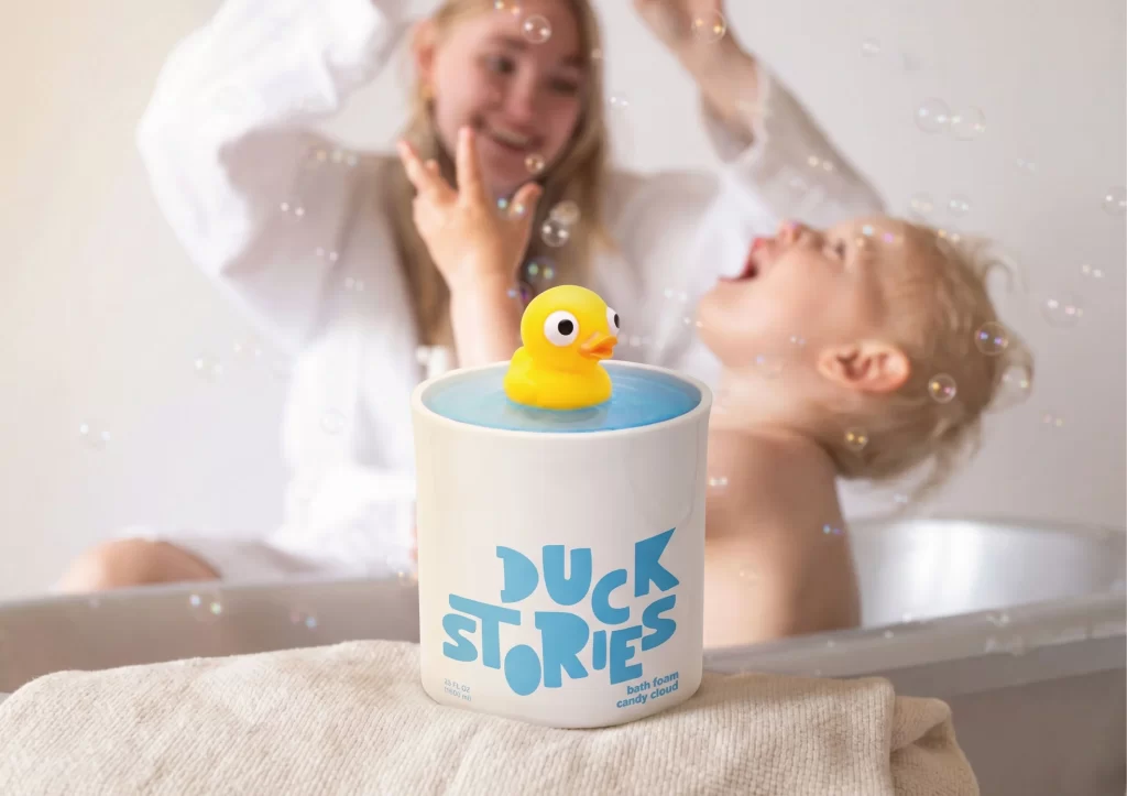 Duck Stories Bath Foam White Cylindrical Reads Packaging