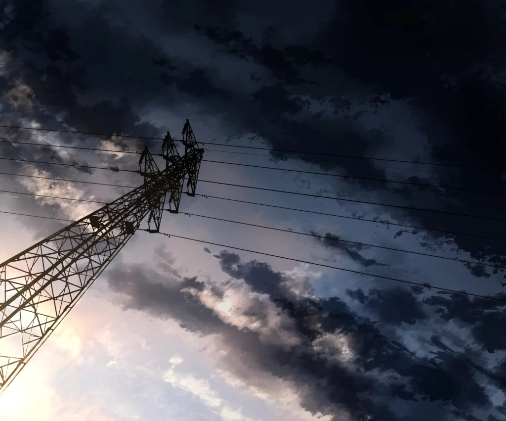 Electric Pylon Landscape 2K Wallpaper