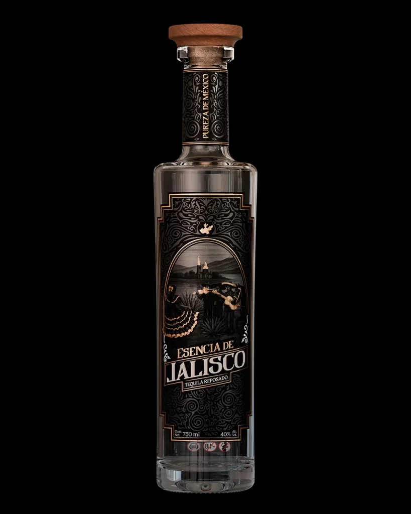 Esencia de Jalisco Tequila Reposado Clear Black Packaging