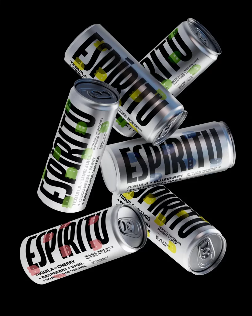 Espiritu Sparkling Water Silver Black Packaging