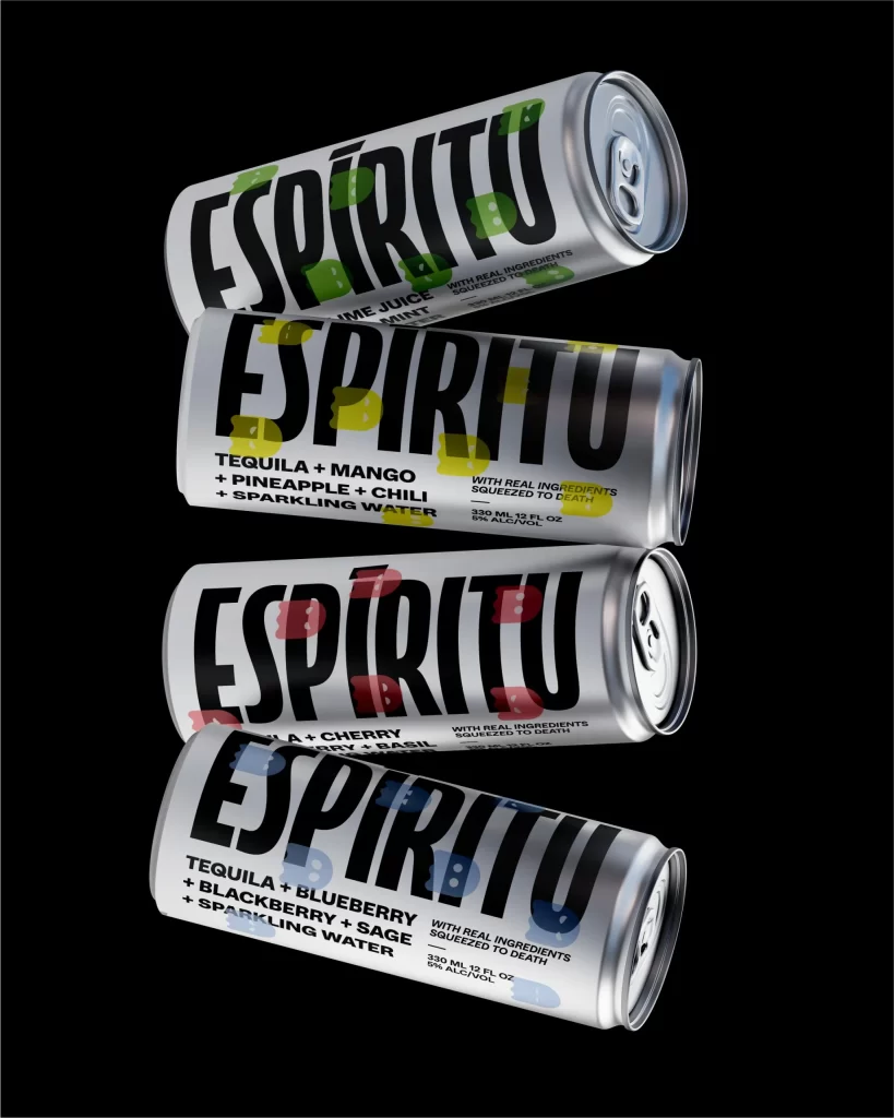 Espiritu Sparkling Water White Black Packaging
