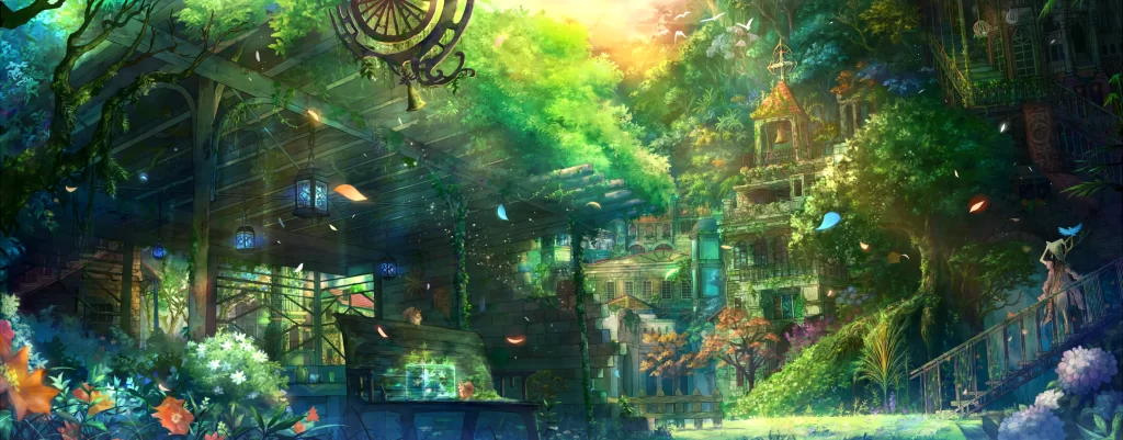 Fantasy Landscape Art 1080p Blue Green Forest Wallpaper