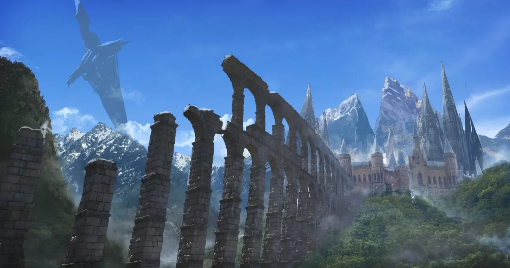 Fantasy Landscape Art 1080p Blue Red Mountain Wallpaper