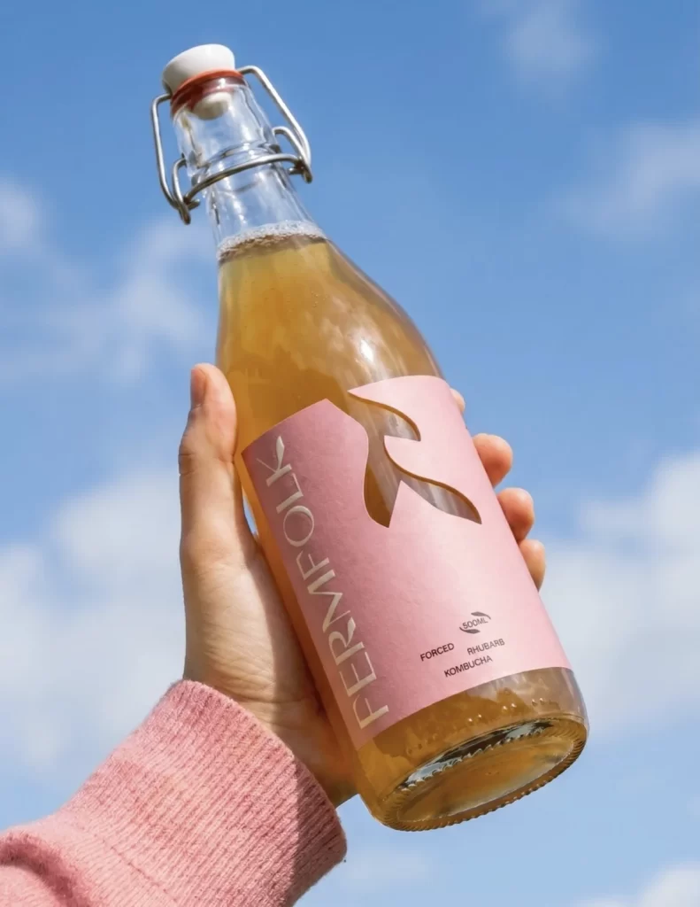 Fermfolk Forced Rhubarb Kombucha Packaging