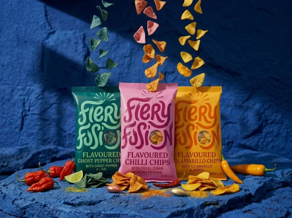Fiery Fusion Chilli Chips Three Distinct Packaging