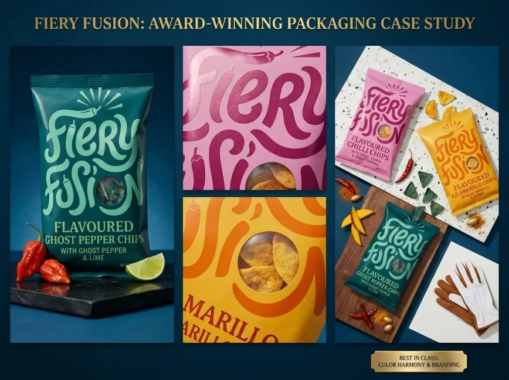 Fiery Fusion Flavoured Ghost Pepper Chips Packaging