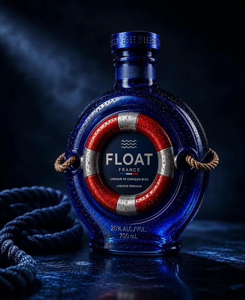 Float Liqueur de Curaçao Bleu Glass Nautical Packaging