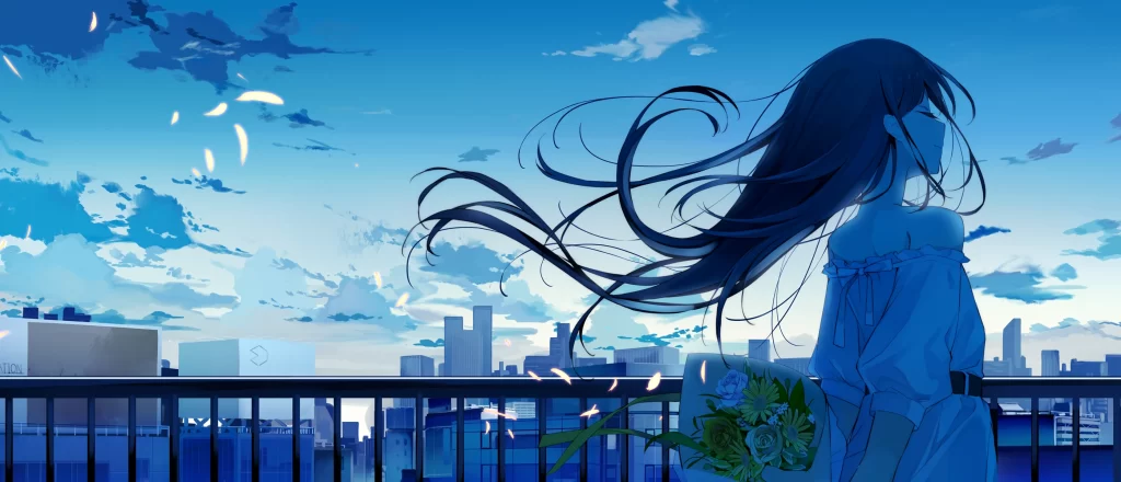 Girl with flowers Digital Art 1080p Wallpaper