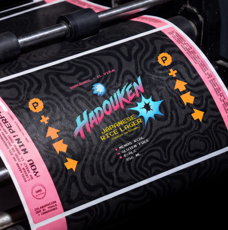 Hadouken Japanese Rice Lager Black Swirling Packaging