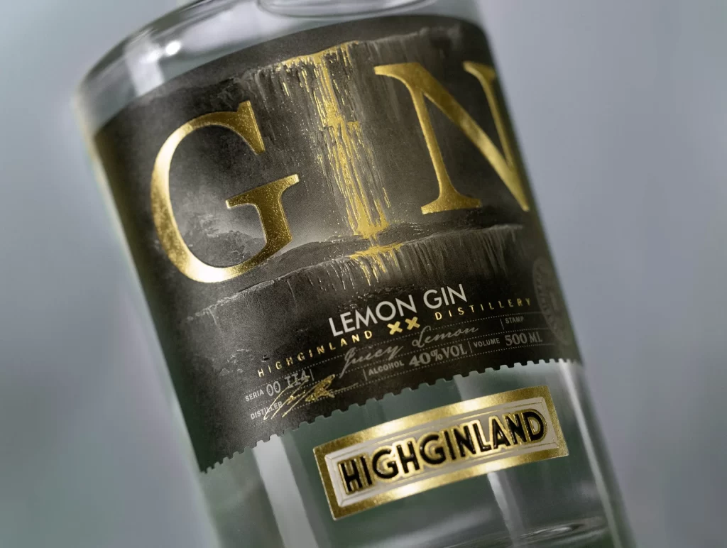 Highland Lemon Gin Clear Glass Packaging
