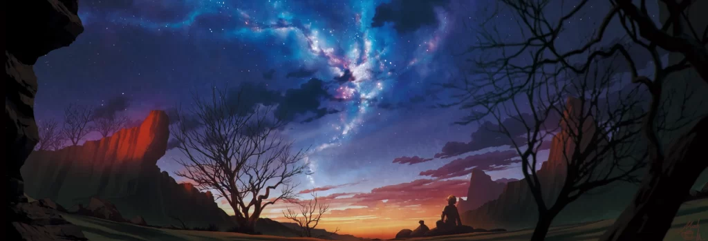 Landscape Digital Art 1080p Blue Red Wallpaper