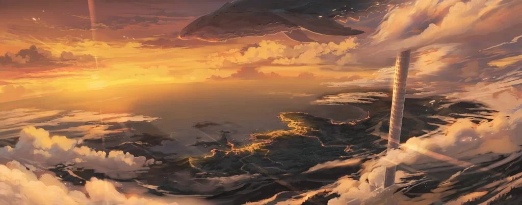 Landscape with futuristic elements Digital Art 1080p Wallpaper