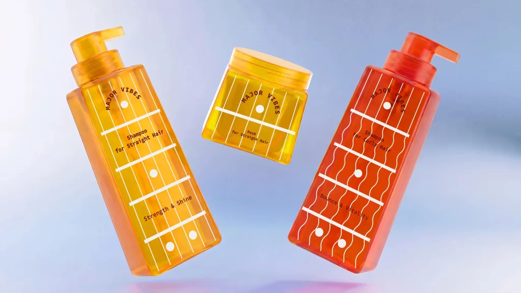 Major Vibes Hair Care Products Bottles Yellow Packaging