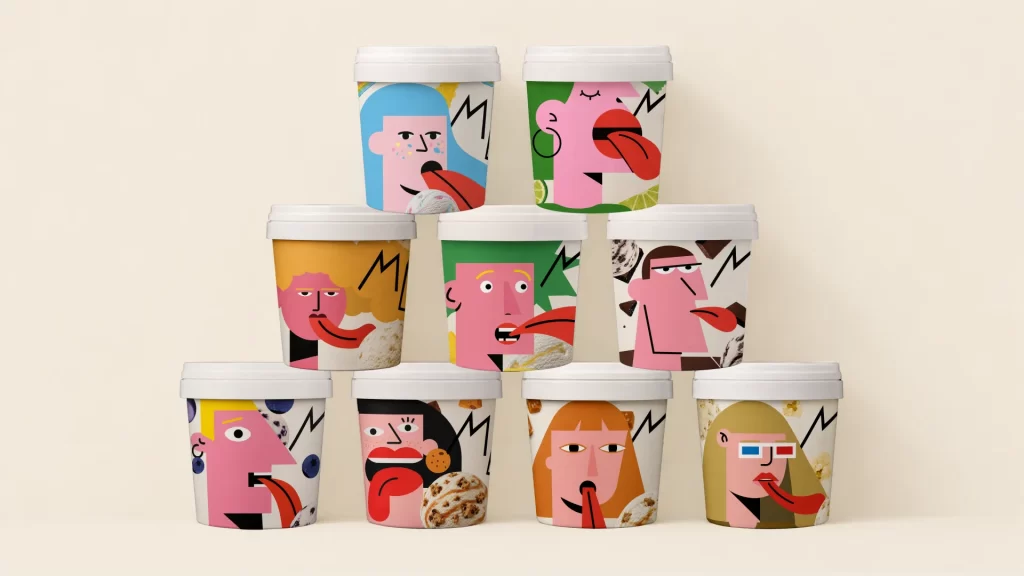 Melt Ice Cream Colorful Illustrations Packaging