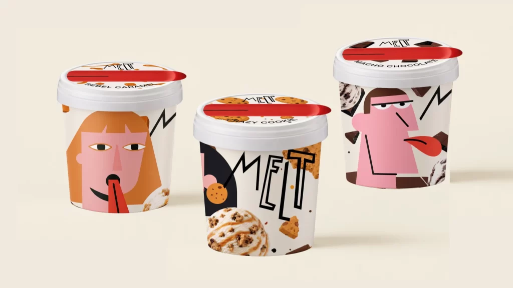 Melt Ice Cream Playful Colorful Cartoonish Packaging