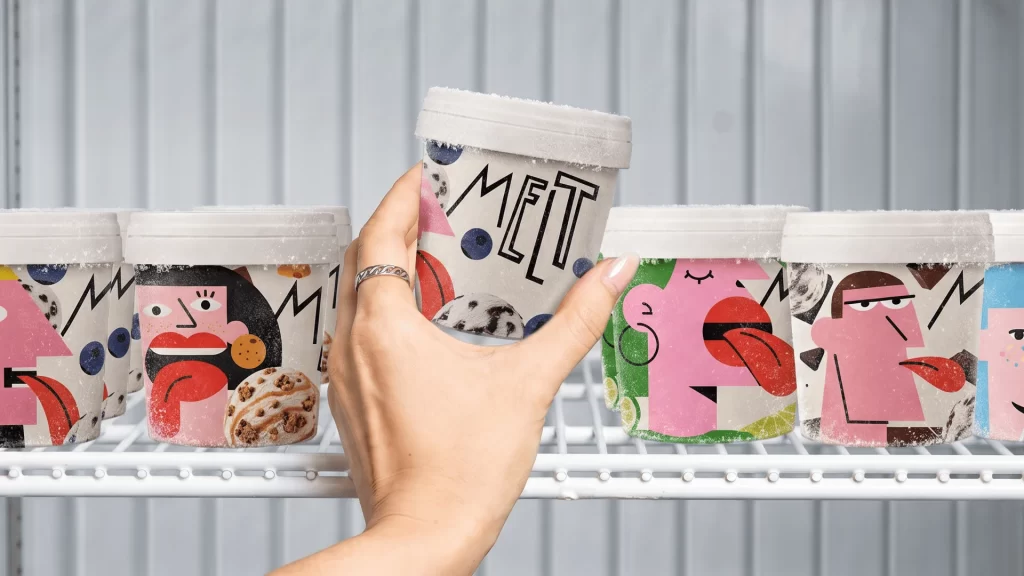 Melt Ice Cream White Colorful Packaging