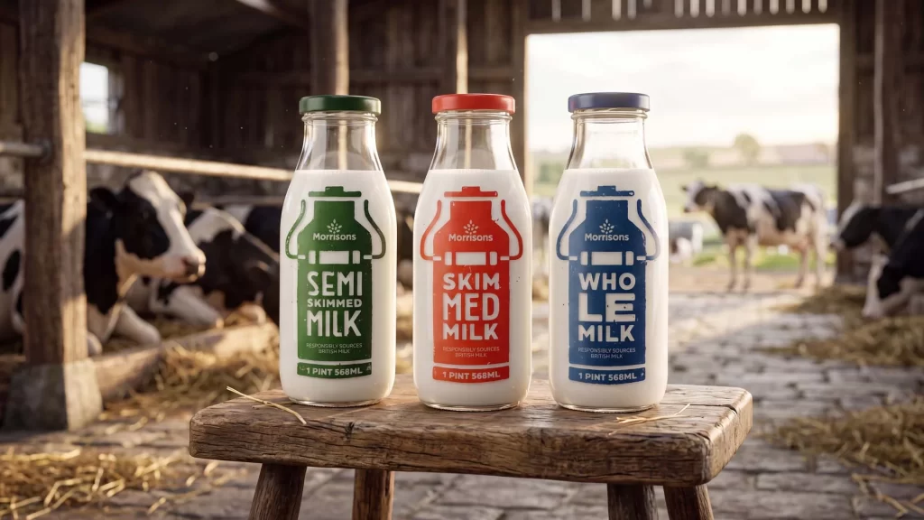 Morrisons Milk Three Glass Packaging