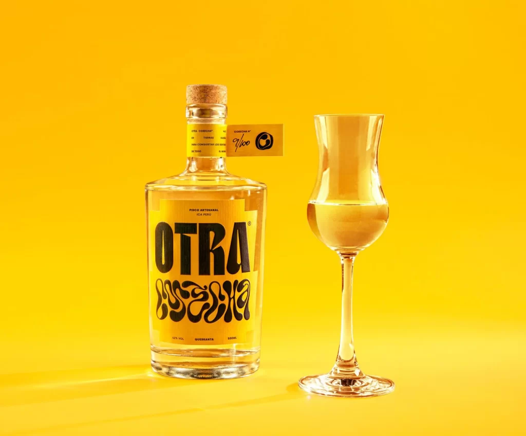 Otra Pisco Yellow Black Packaging