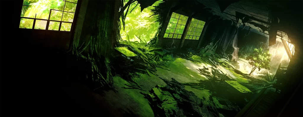Overgrown Abandoned Building Digital Art 1080p Wallpaper